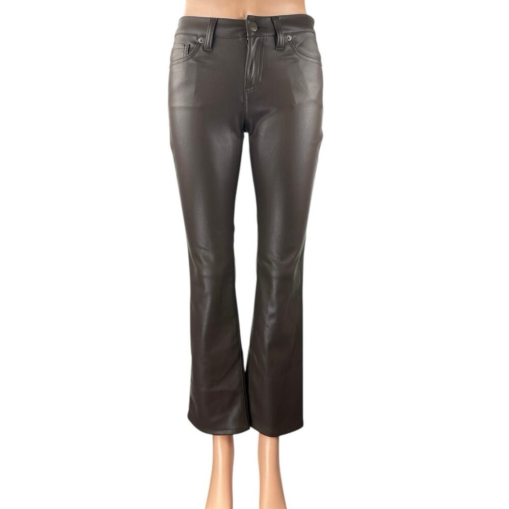 NEW Banana Republic Brown Faux Leather Mid Rise Flared Bootcut Trouser Pants 24